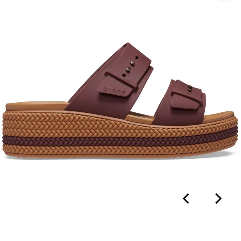 NWT CROCS Brooklyn Woven Buckle  Dual Strap Platform Sandals